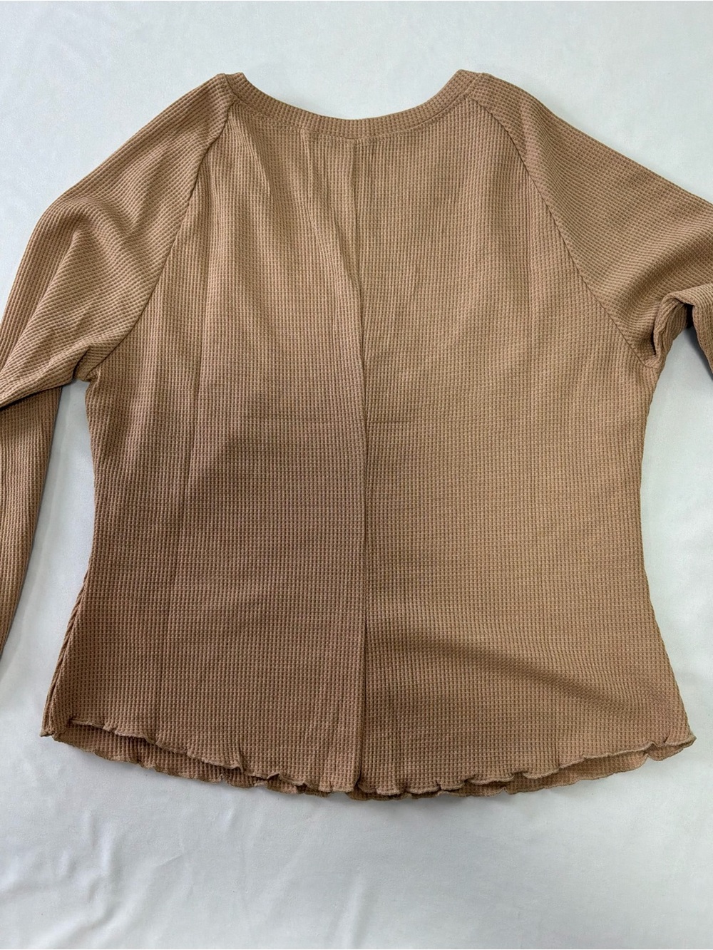 Fisoew Women’s Ribbed Long-Sleeve Top in Camel